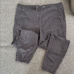 Gray Cargo Jogger Track Pants with Elastic Cuffs